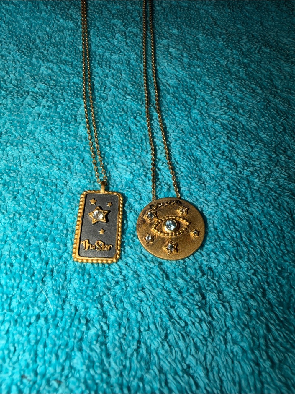Gold-Tone Star & Evil Eye Pendant Necklace Set